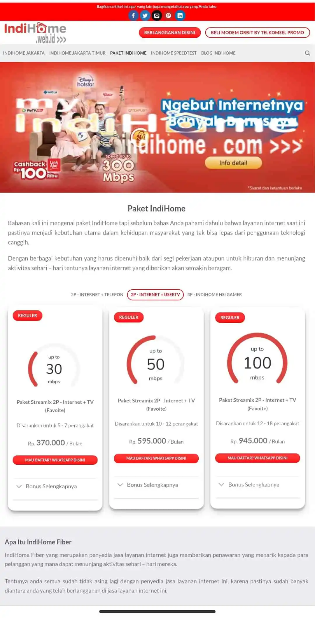 Daftar Harga Paket IndiHome